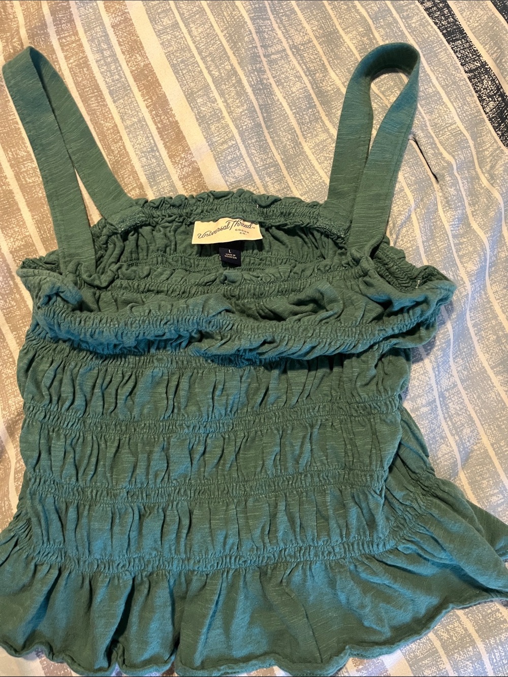Universal Thread Green Smocked Ruffle Camisole